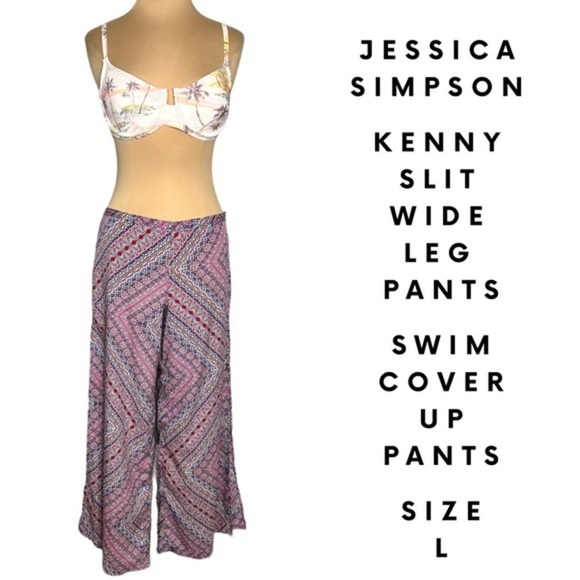 Jessica Simpson Kenny Slit Wide Leg swim suit cover up Pants - Picture 1 of 11